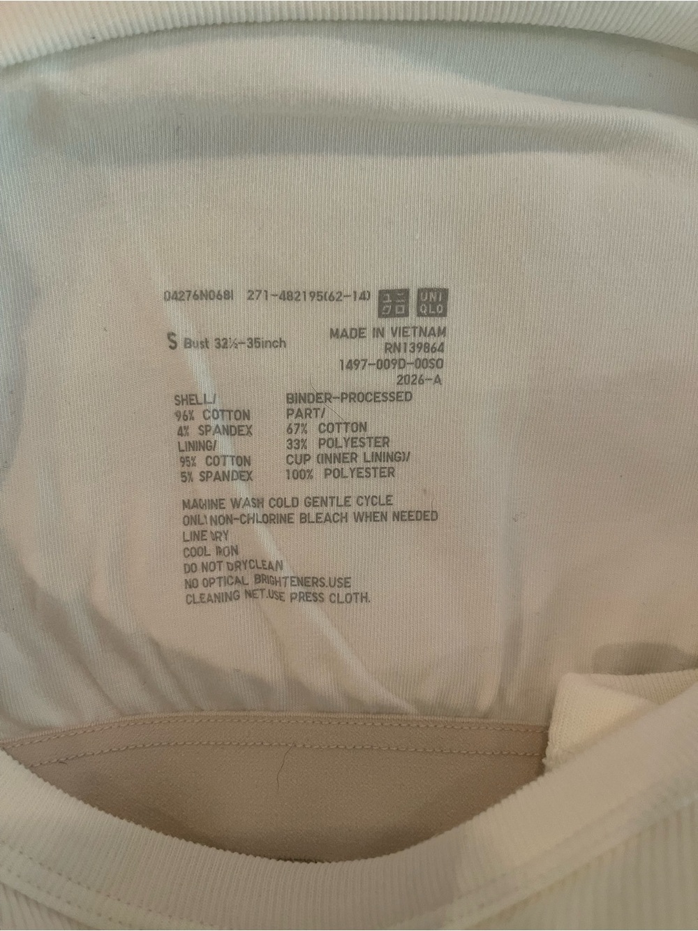 Uniqlo Cream Ribbed Bra Tank - Picture 6 of 8